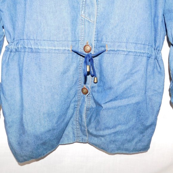 VTG 90s ELLE SPORT Womens 12 Denim Chambray Light Work chore Casual Jacket - Picture 6 of 14
